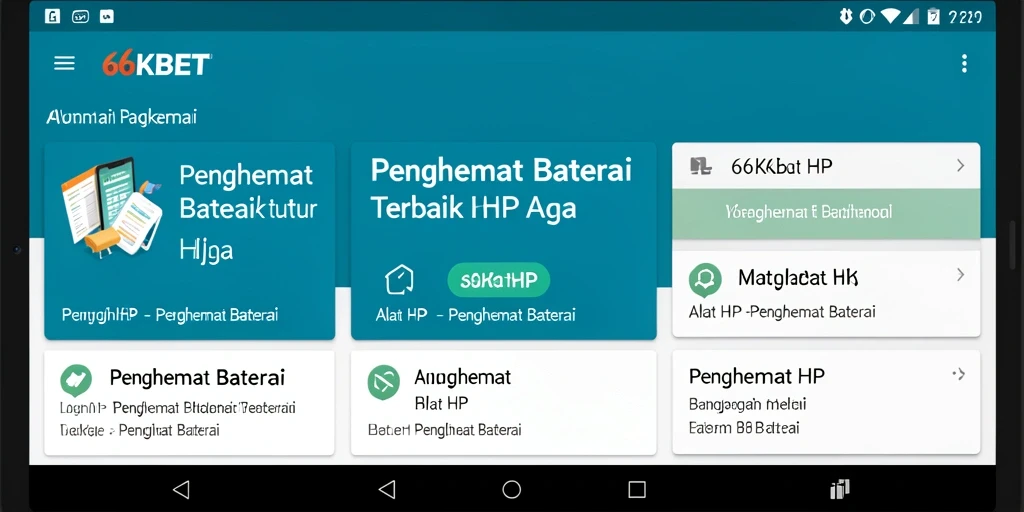 Antarmuka aplikasi 66KBET yang menampilkan fitur penghemat baterai.