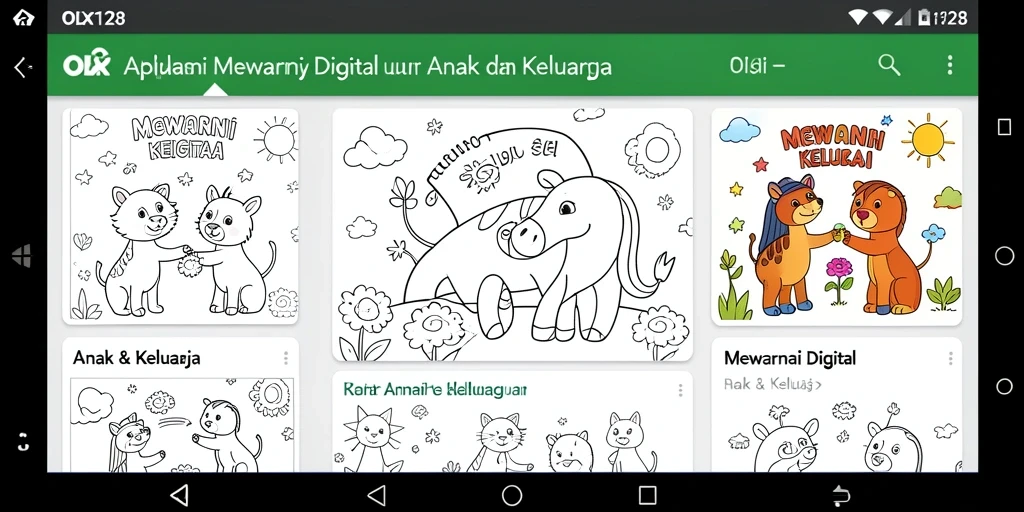 Antarmuka pengguna OLX128 saat mewarnai gambar.