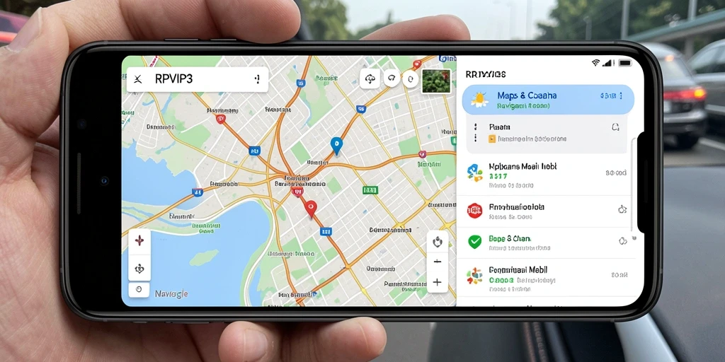 Antarmuka RPVIP3 yang menampilkan rute navigasi mobil dengan jelas.