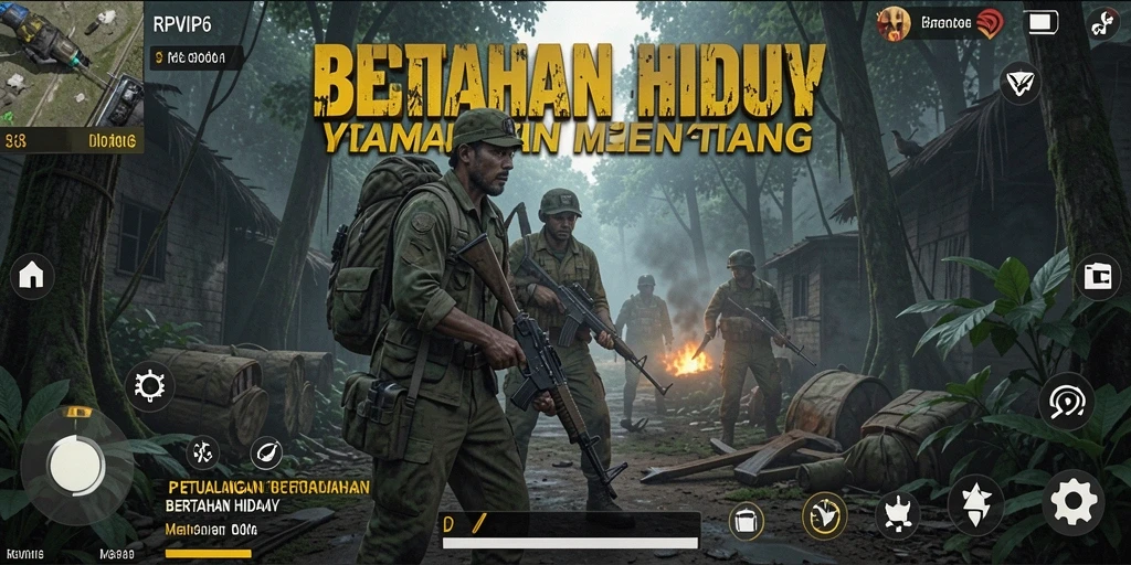 Tampilan antarmuka RPVIP6 yang menunjukkan suasana bertahan hidup yang menantang.