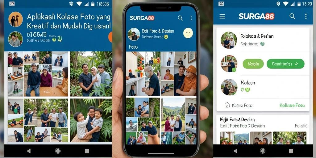 Tampilan antarmuka pengguna SURGA88 saat membuat kolase foto.