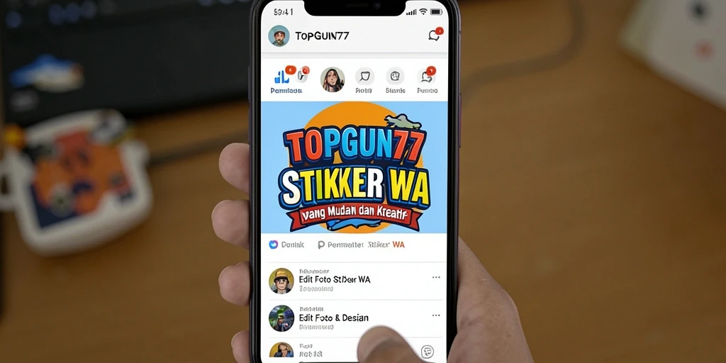 Antarmuka TOPGUN77 yang intuitif untuk membuat stiker WA.